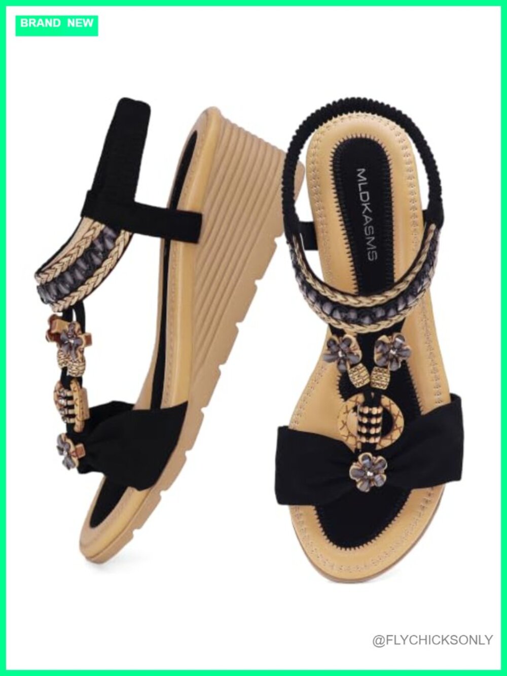 Faux Leather Rhinestone Wedge Sandals | Comfortable Boho Summer Walking Shoes